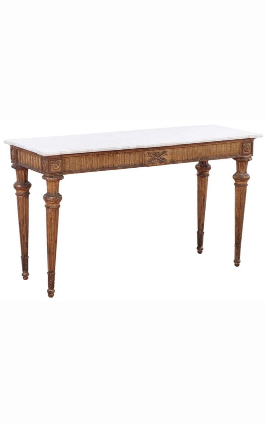 18th Century Louis XV Marble Top Giltwood Console Table