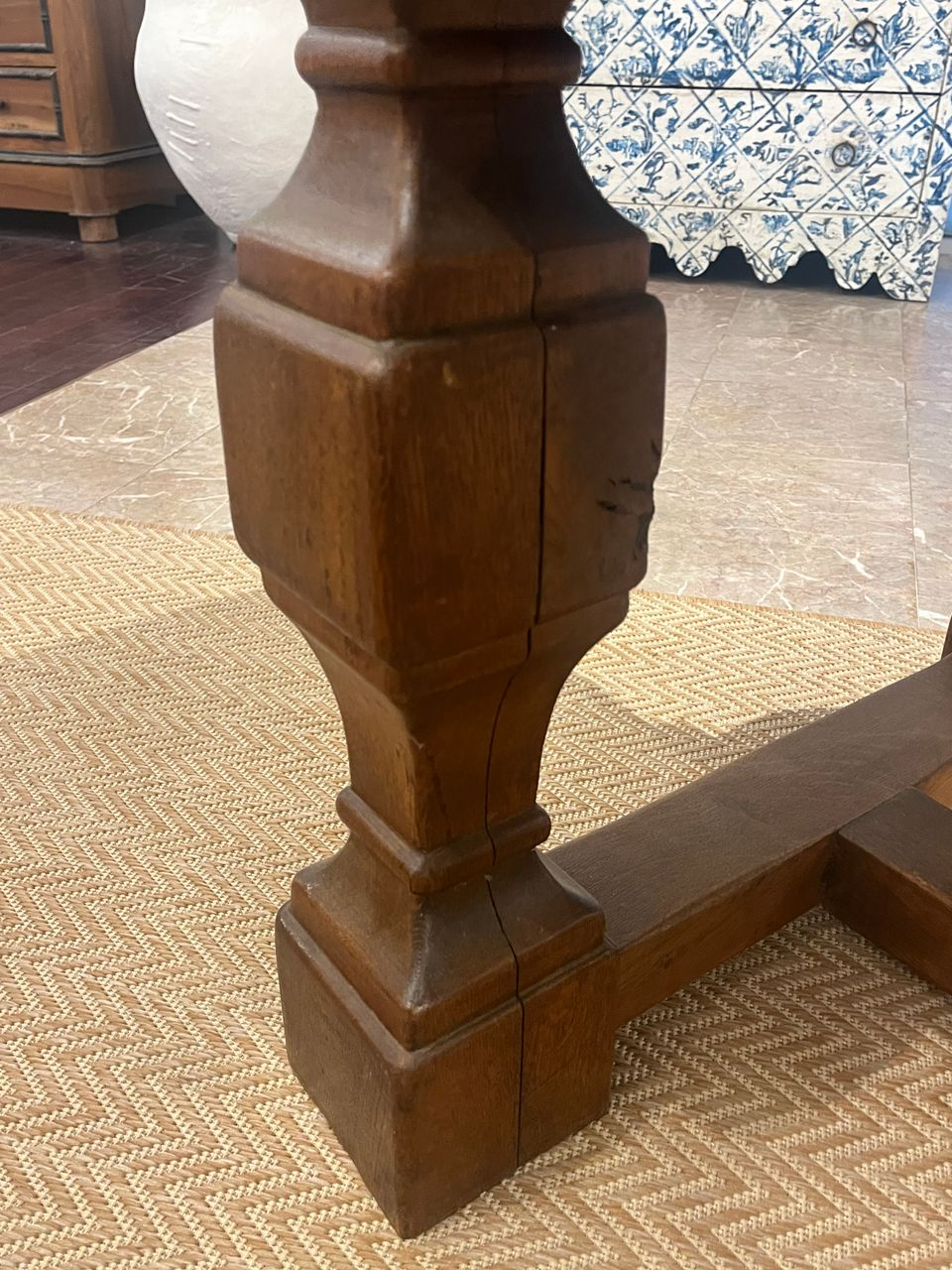 19th Century Oak Baroque Style Library Table