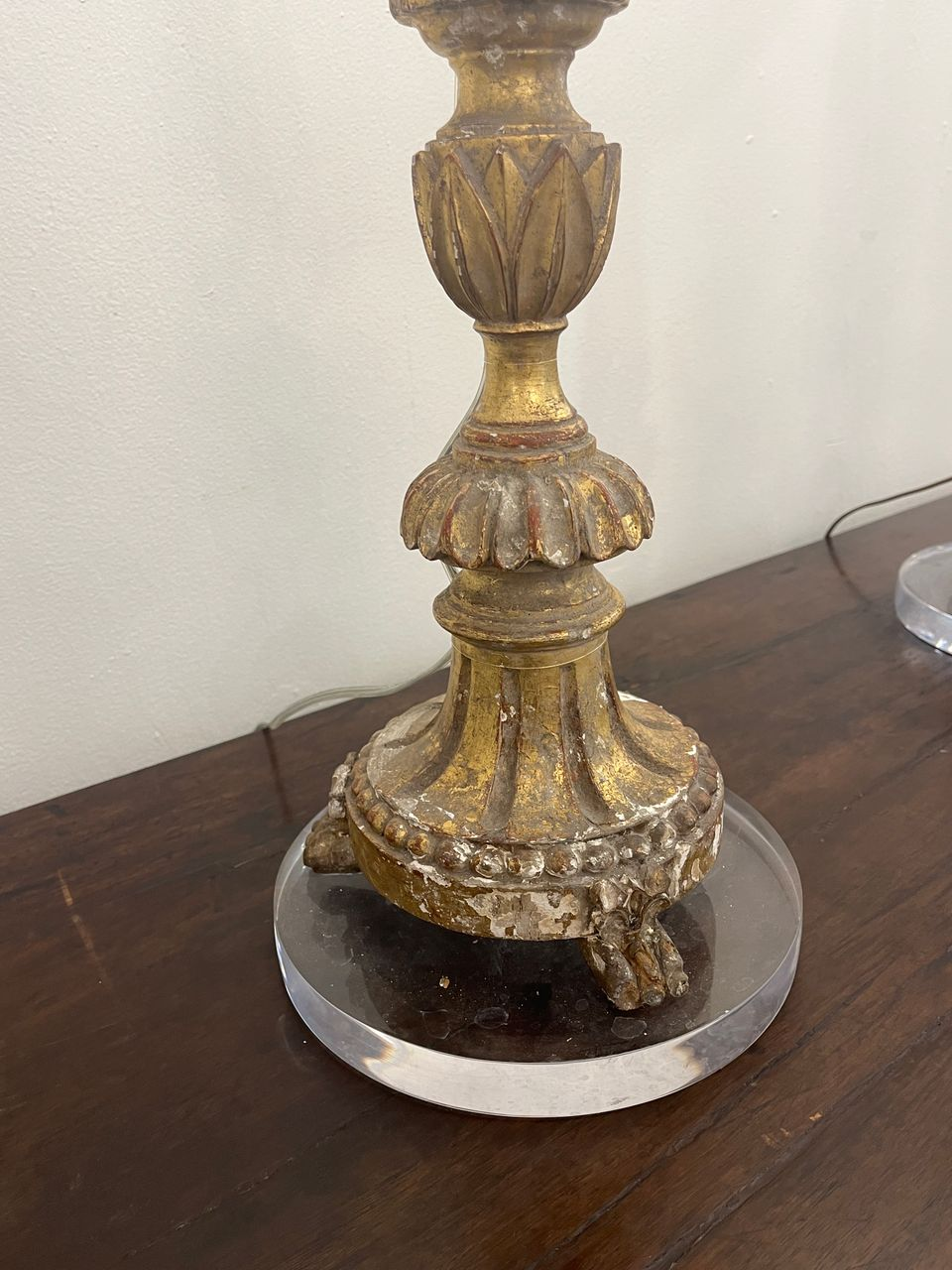 18th Century Gilt Candlesticks converted to Lamps
