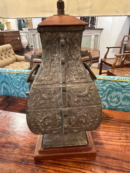 Pair of Bronze James Mont style Table Lamps