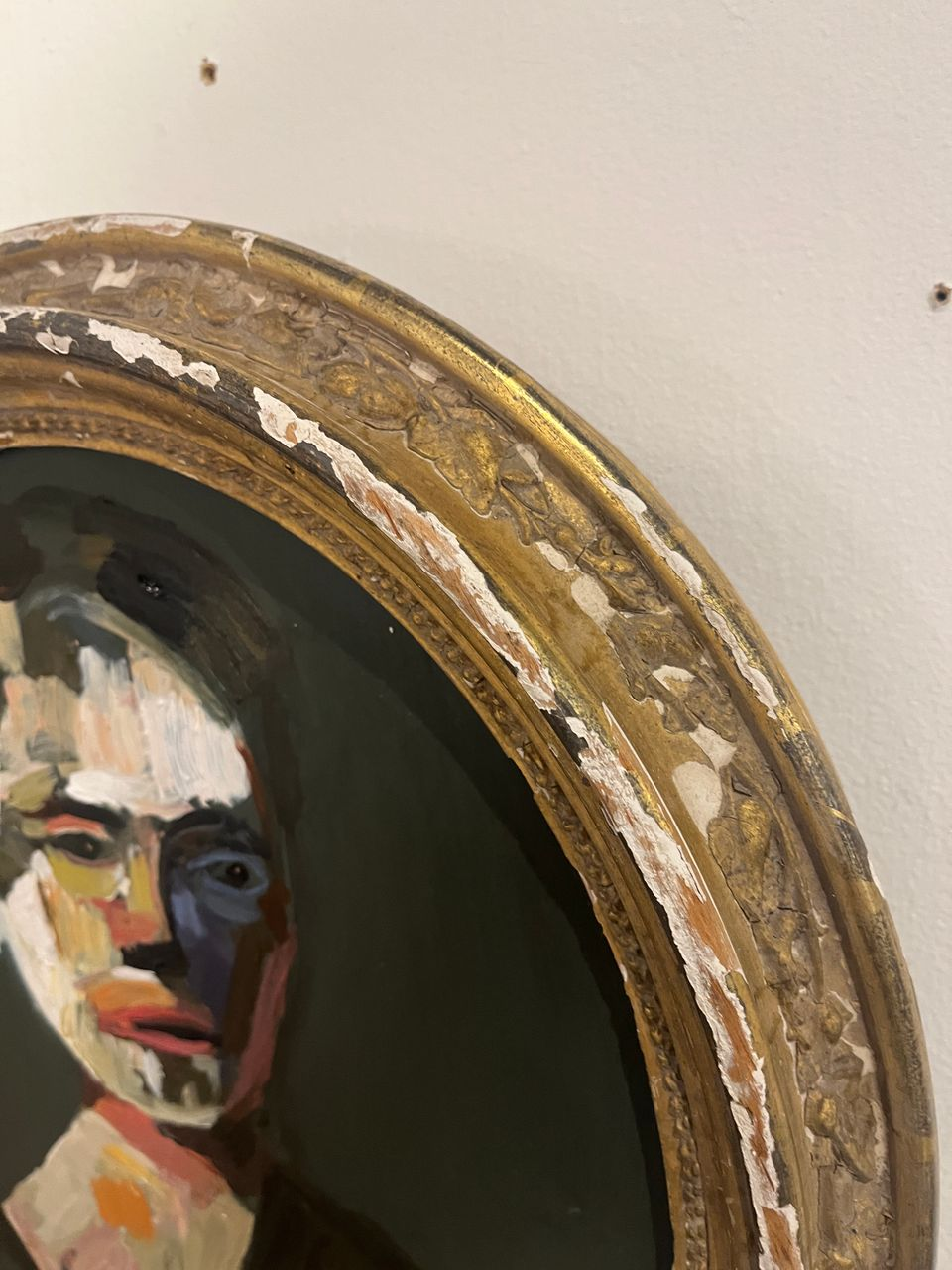 Oil on Panel Portrait in Oval Frame