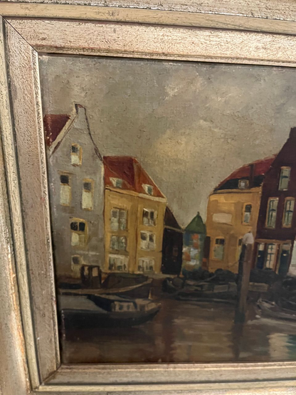 Oil on Canvas Amsterdam Canal Scene