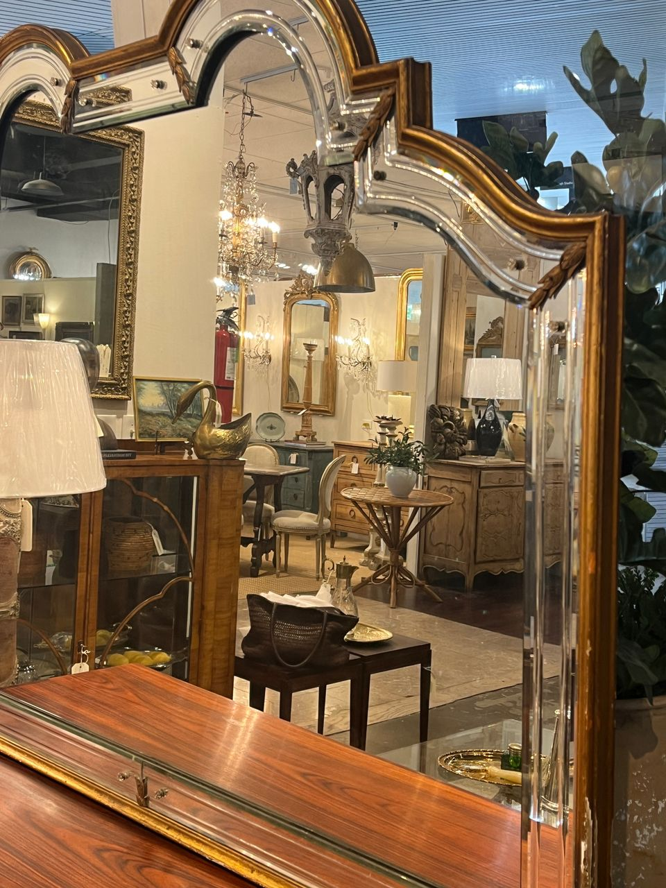 1940's Gold Gilt Venetian Arch Top Mirror