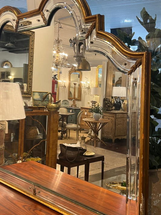 1940's Gold Gilt Venetian Arch Top Mirror