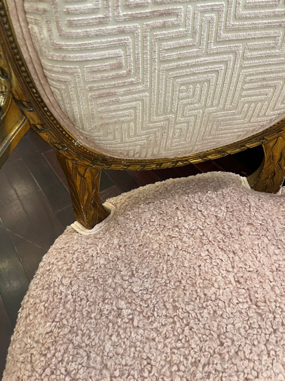 Pair Louis XVI Giltwood, Carved Armchairs