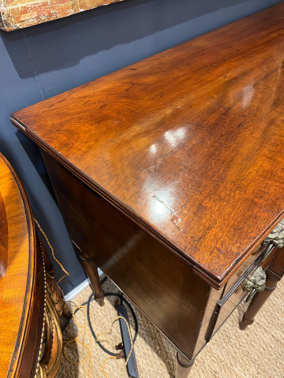 19th Century Mahogany English Sideboard with Lions head Pulls