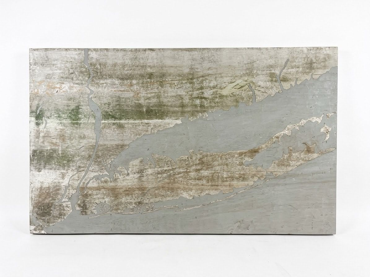 Vintage Hand Painted Map on Wood