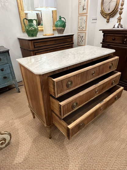 Louis XVI Bleached French Commode W Marble Top