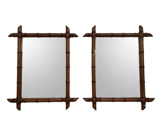 Pair 19th Century Faux Bamboo Mirrors