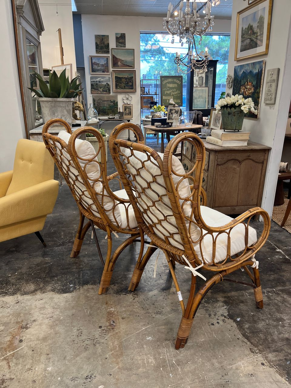 Pair Mid Century Rattan Lounge Chairs