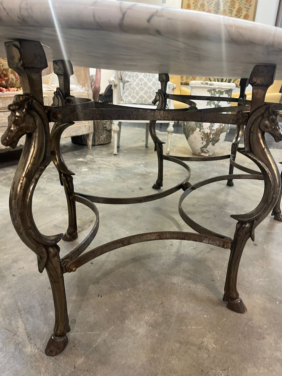 Early 1900's Oval Marble Top Garden Table