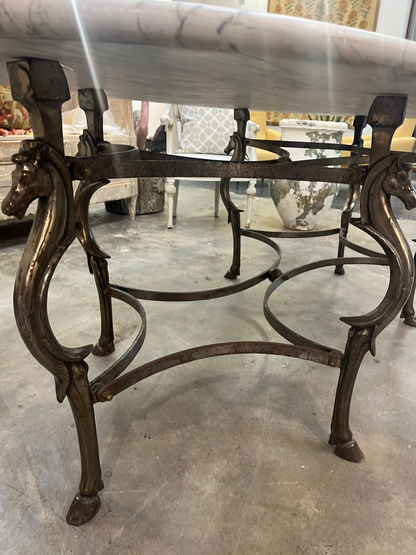 Early 1900's Oval Marble Top Garden Table