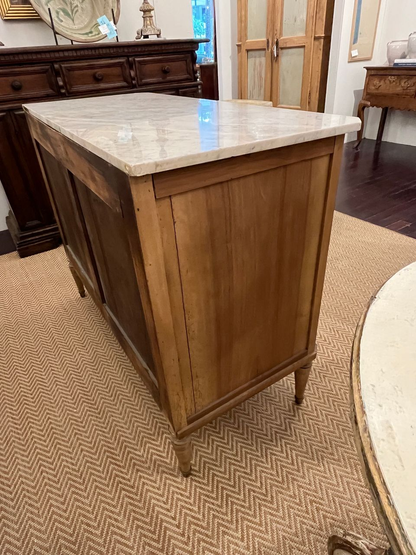 Louis XVI Bleached French Commode W Marble Top