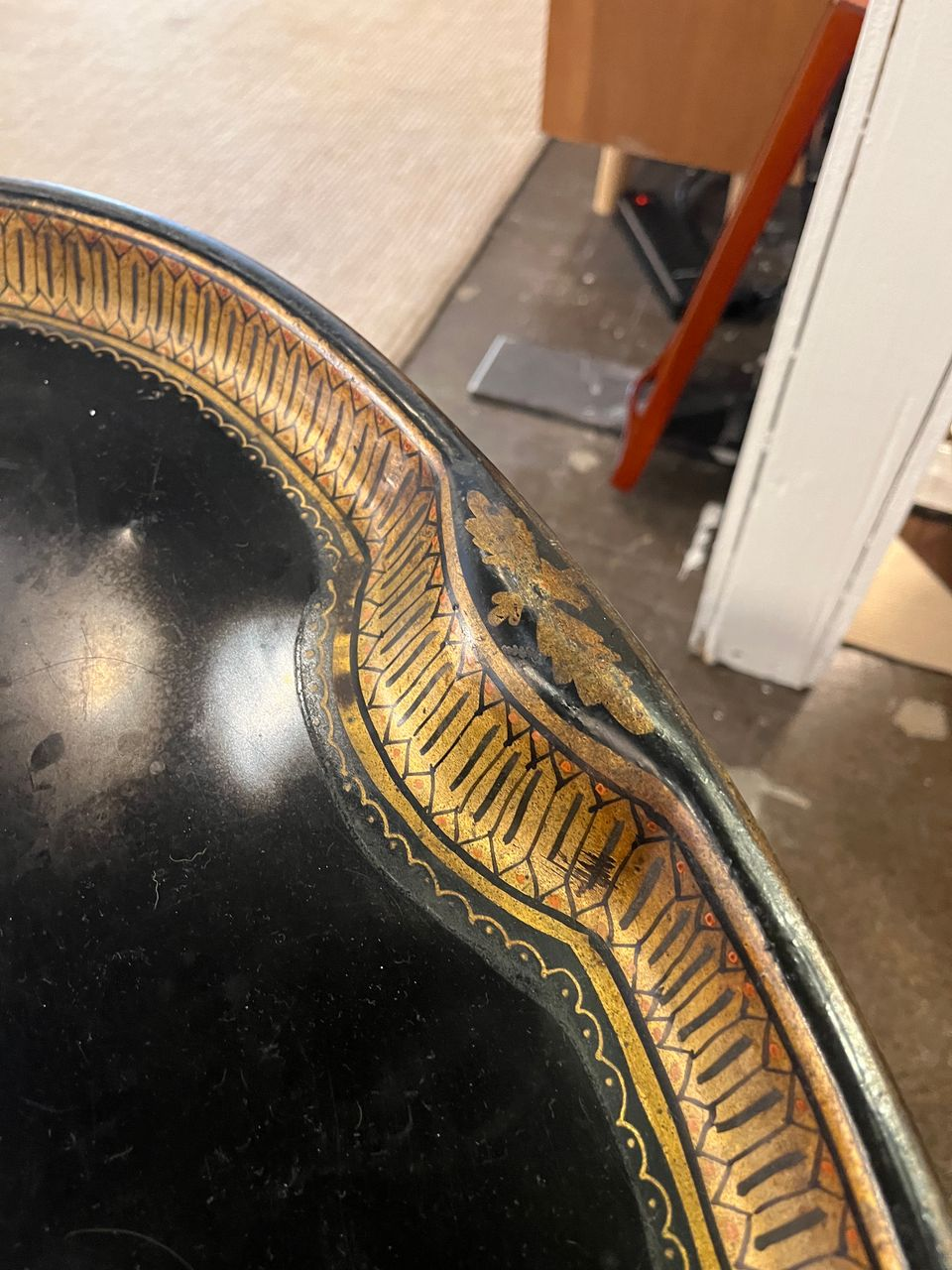 Antique English Gilt Tole Tray Table