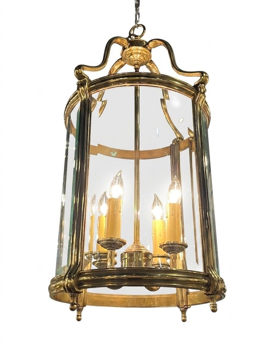Antique English Brass Hall Lantern