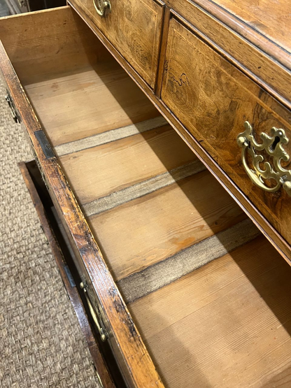 18th Century George I Walnut Feather Banded Chest