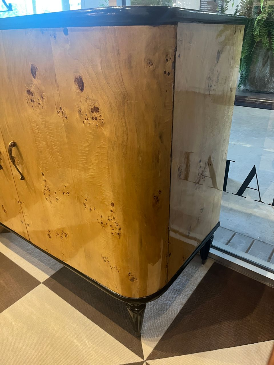 Art Deco Style Burl Bowfront Cabinet