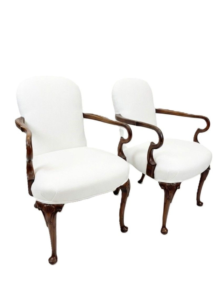 Pair of Queen Anne Style Armchairs