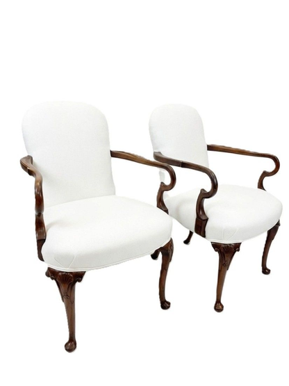 Pair of Queen Anne Style Armchairs