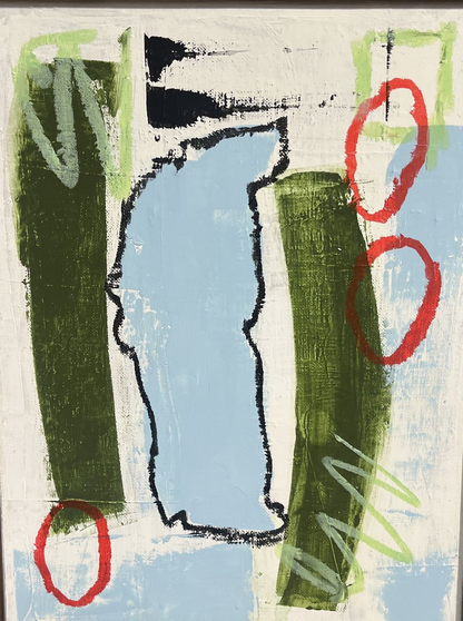 Original Modern Abstract Painting in Antique Frame