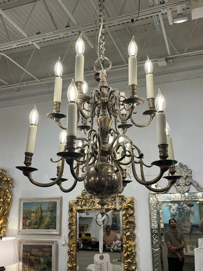 Antique Baroque Style Silver Plate Chandelier