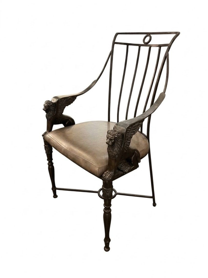 Egyptian Revival Lion Sphinx Armchair