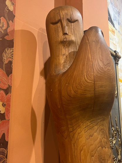 Large Carved Walnut Modern Sculpture