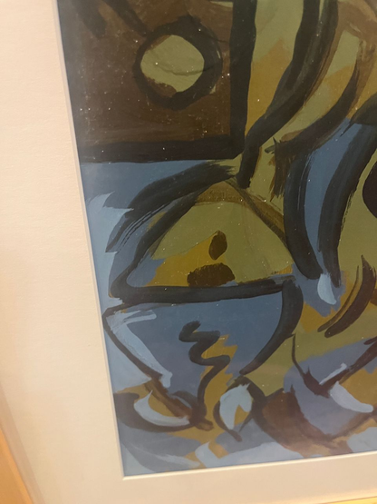 Vintage Abstract Painting Acrylic on Paper