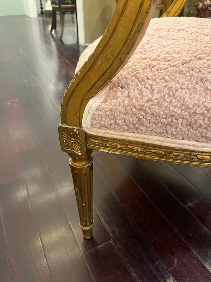 Pair Louis XVI Giltwood, Carved Armchairs