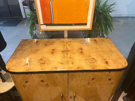 Art Deco Style Burl Bowfront Cabinet