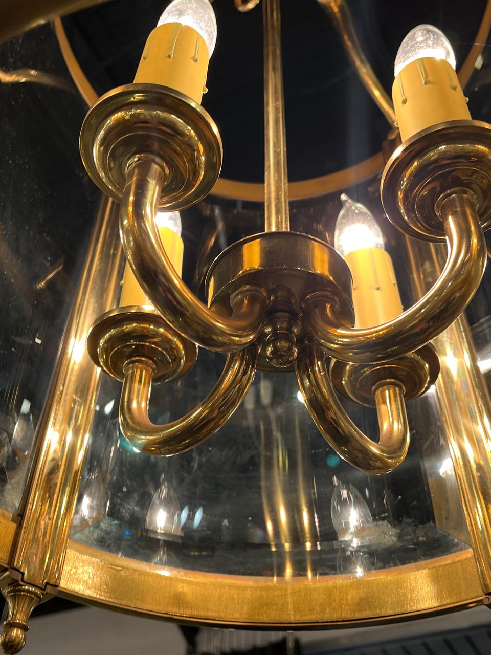 Antique English Brass Hall Lantern