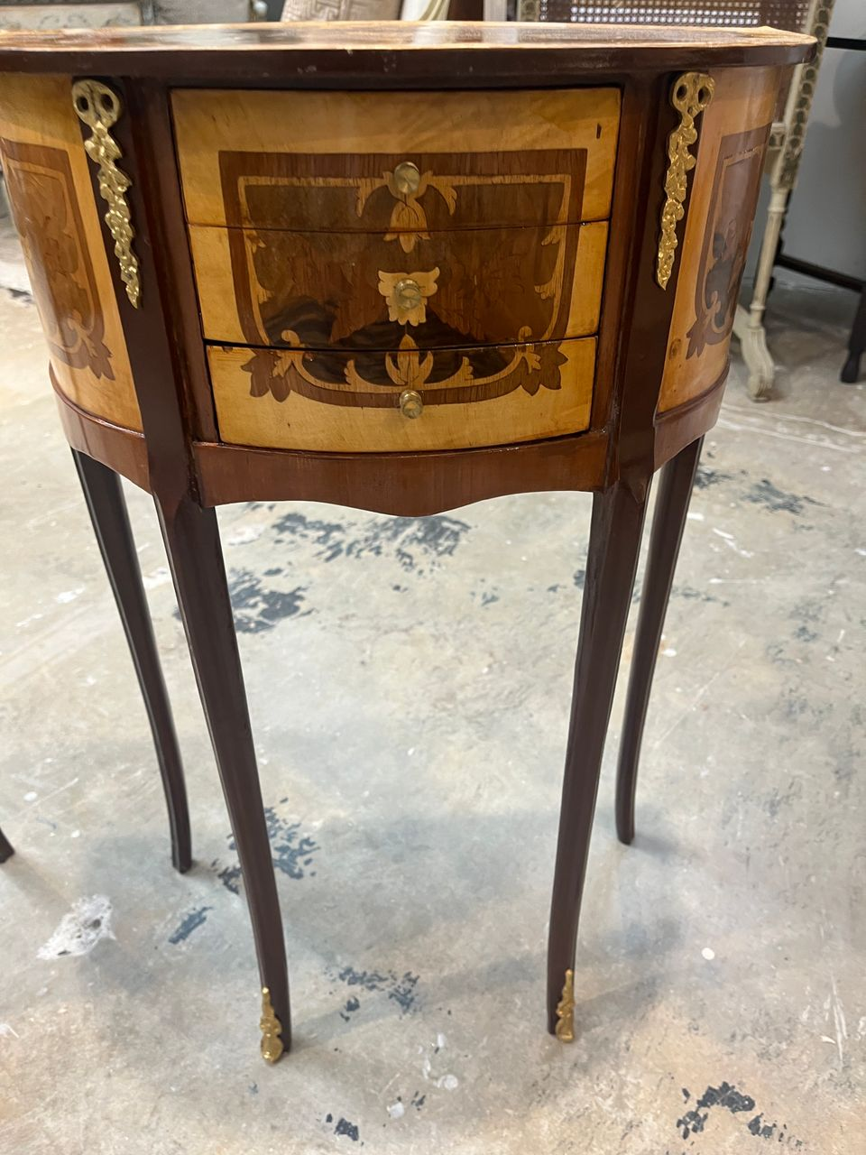 Pair Louis XVI Demilune Bedside Tables Nightstands