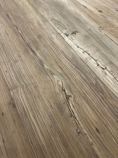 Antique Round Bleached Reclaimed Wood Dining Table