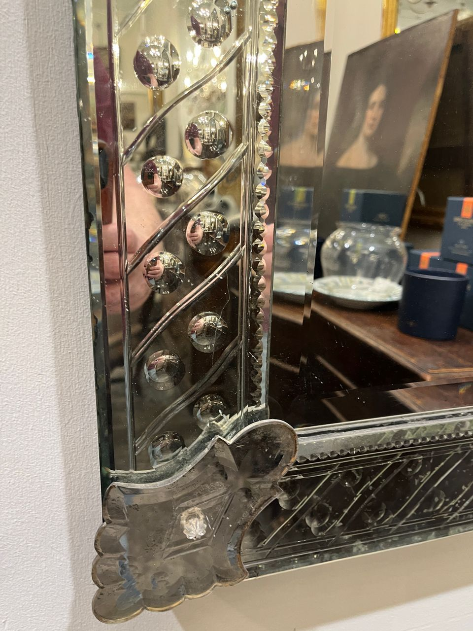 Antique Engraved Venetian Mirror