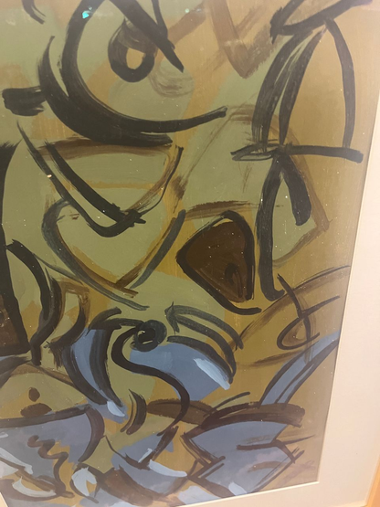 Vintage Abstract Painting Acrylic on Paper