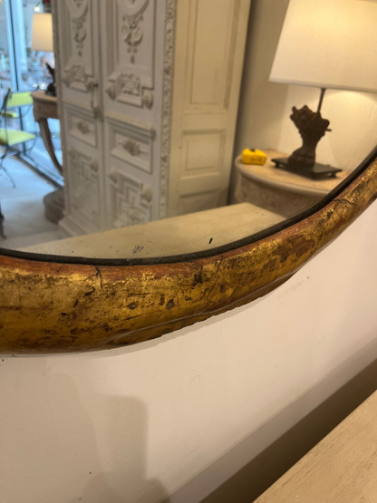 Large Oval Giltwood Faux Bois Mirror