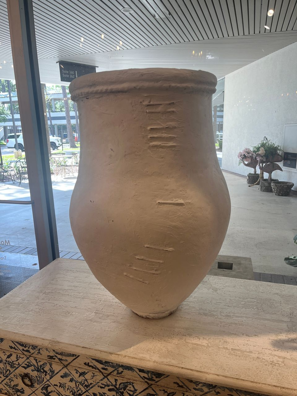 Large White Spanish Terracotta Vessel