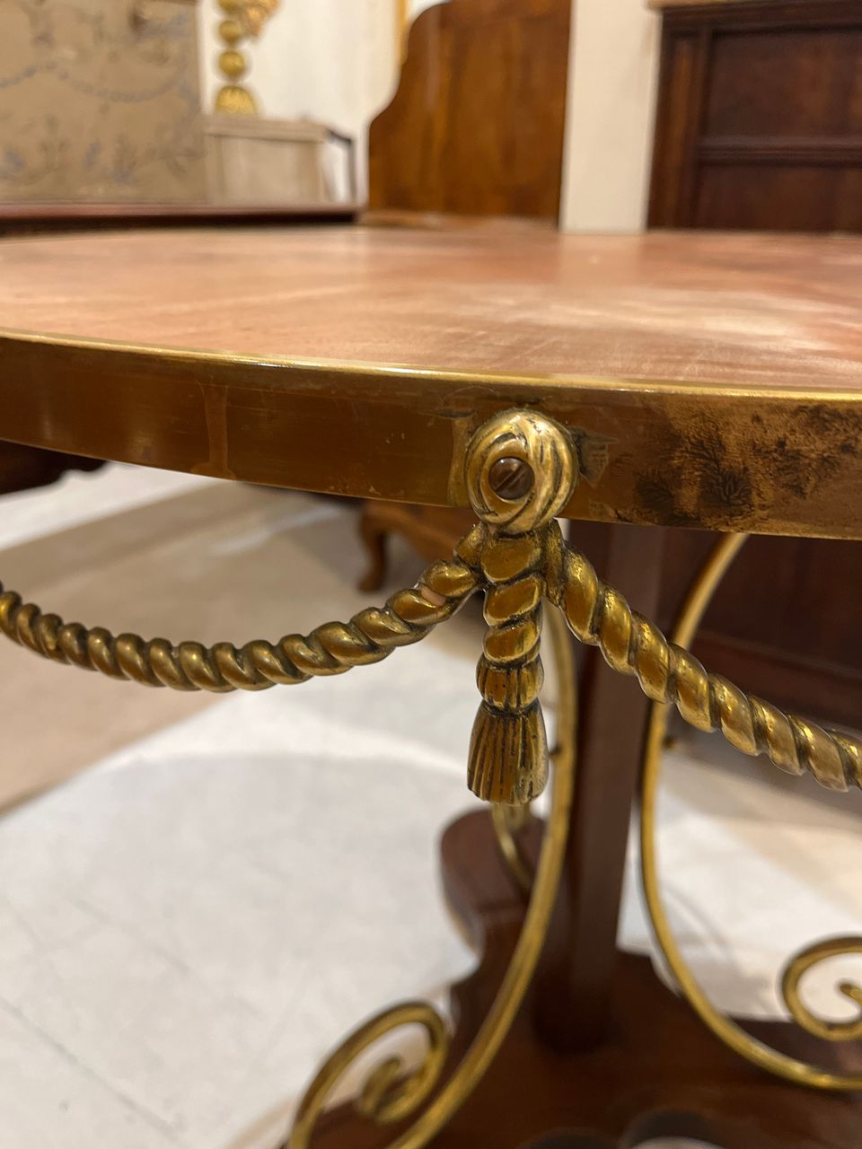 Neoclassical Walnut Top Center Table