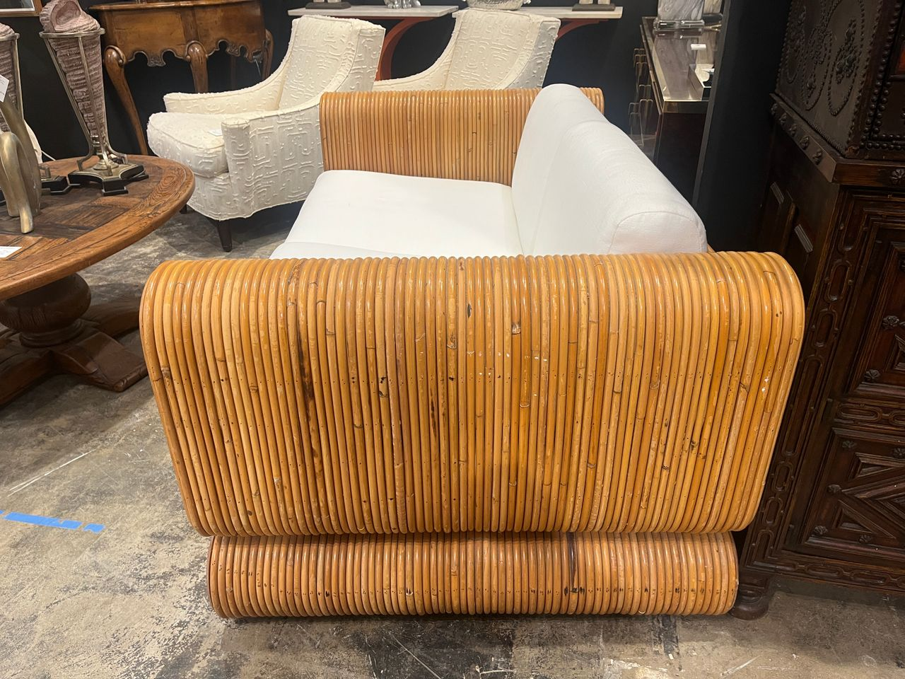 Pair of 70's Crespi Style Rattan Loveseats