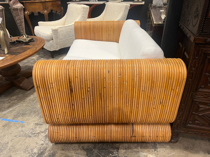 Pair of 70's Crespi Style Rattan Loveseats
