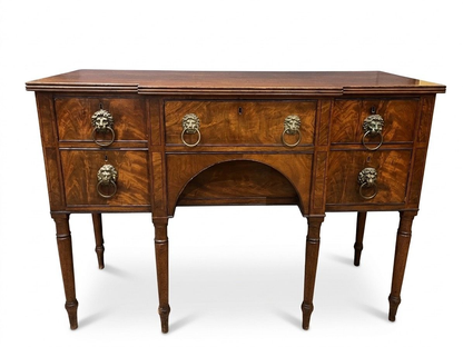 19th Century Mahogany English Sideboard with Lions head Pulls