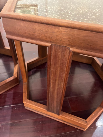 Pair Hexagonal "Domino" Tables by John Keal for Brown Saltman
