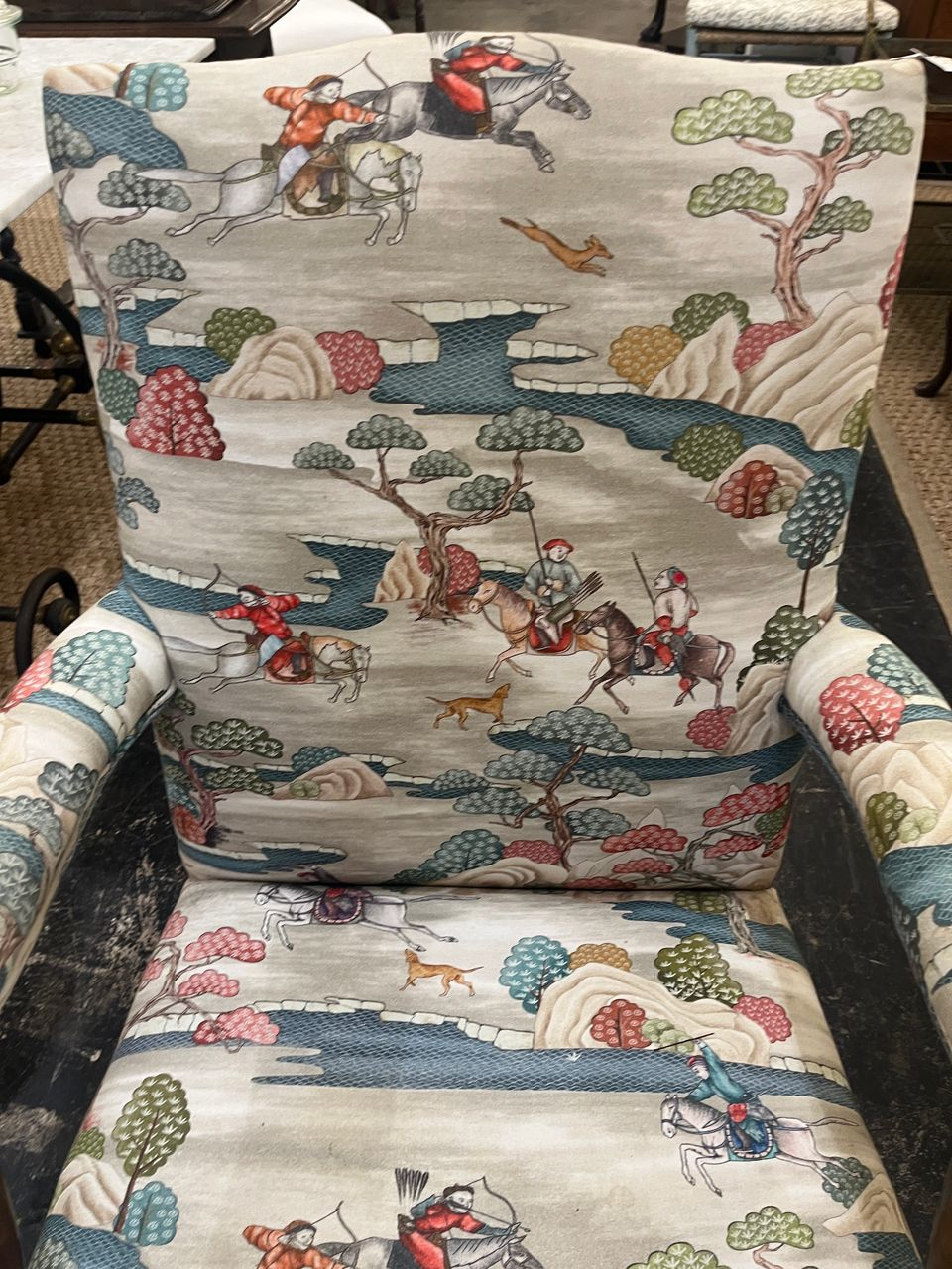 George II Mahogany Library Chair with New Upholstery