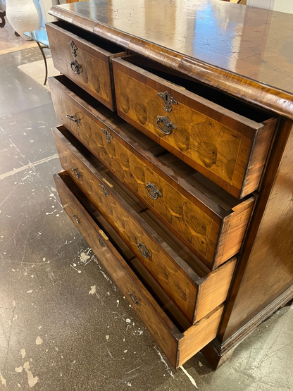 18th Century English Walnut Oyster Veneer Chest