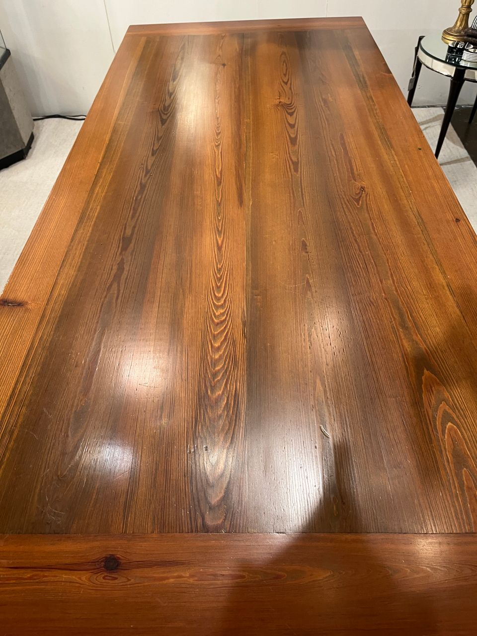 Custom Made Dining Table with Hand Forged Iron Base