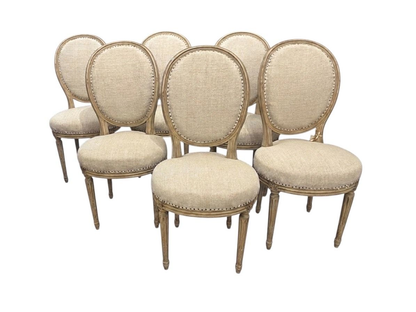 Set 6 Louis XVI Medallion Back Chairs