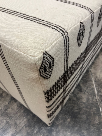 Large Ottoman Upholstered in Vintage Indian Blankets