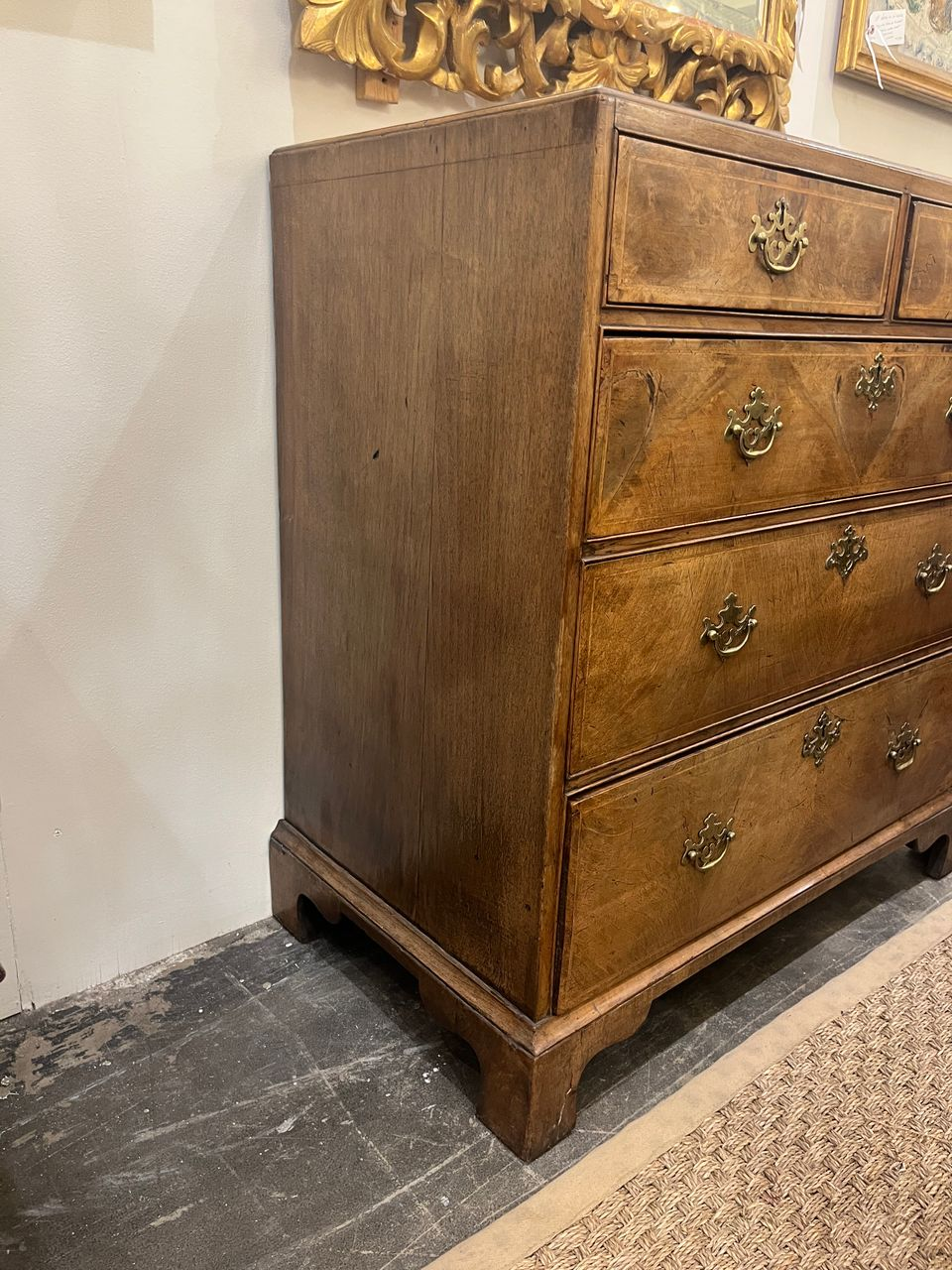 18th Century George I Walnut Feather Banded Chest