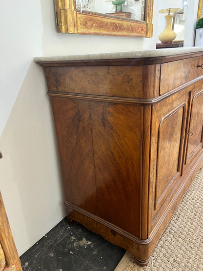 19th Century Louis Philippe Burlwood Commode with Marble Top