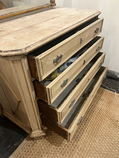 Antique Bleached Pine 4 Drawer Chest
